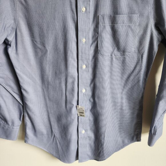 14.5 32/33 Blue Dress Shirt Jos A Bank Traveler New Houndstooth Tailored Fit Nwt - Picture 11 of 17